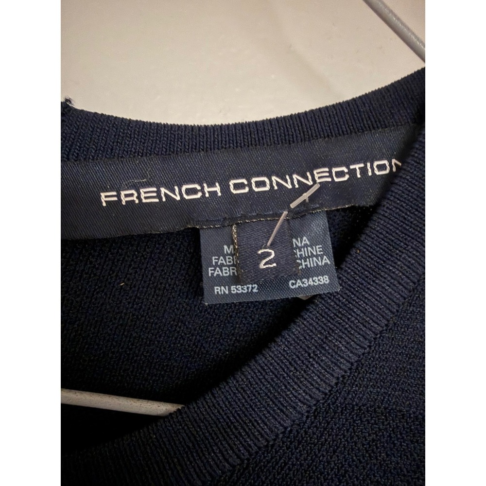 French Connection Navy Blue Bandage Long Sleeve Bodycon Mini Dress Size 2 - Picture 2 of 5